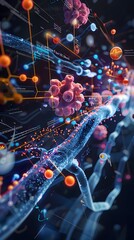 Poster - 3d illustrated infographic explanation of insulin function in regulating blood sugar levels