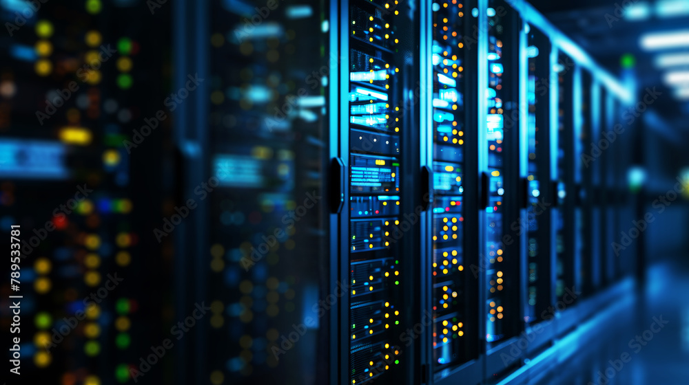 Data center and network devices in high performance operation Stock ...