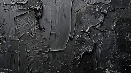 Wall Mural - Closeup of abstract rough black gray dark colored art painting texture, with oil brushstroke, pallet knife paint on canvas