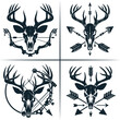 © uzzalroyy9706@gmail - Deer Bow Hunting , Deer Skull Vector, Deer Head Vector , Bow Hunter T-Shirt Decal Gift ,  Silhouette Vector , Archery , Hunting Dad , Deer Hunting