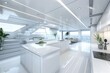 modern kitchen interior with white caesarstone countertops 3d rendering