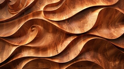 Canvas Print - Wood art background - Abstract closeup of detailed organic brown wooden waving waves wall texture banner wall