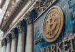 Bitcoin Symbol on Crypto Market Signage