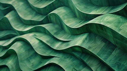 Sticker - Wood art background - Abstract closeup of detailed organic green wooden waving waves wall texture banner wall