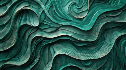 Canvas Print - Wood art background - Abstract closeup of detailed organic green wooden waving waves wall texture banner wall