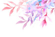 Spring png floral border background in pink with leaf watercolor illustration