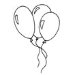 Simple doodle balck and white vector illustration sketch
line art birthday b-day balloons 