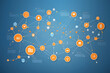 © Mahmud - Agile software development lean project management tool design, digital marketing infographic internet network connection, photo, on a blue background design.