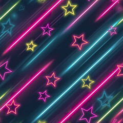 Poster - neon line and neon stars