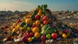 pile of food scraps. food waste. Generative ai