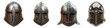 Old warrior knight rustic helmet isolated with no background