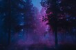 Vibrant nature fantasia. Where synthwave colors dance amongst trees