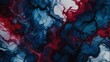Dark indigo and crimson abstract background made with alcohol ink technique, bright white veins texture.