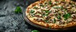 Savory Truffle Mushroom Pizza Delight - Gourmet & Rustic. Concept Truffle Mushroom Pizza, Gourmet Delight, Rustic Flavors