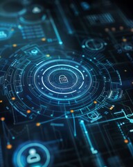 Leinwandbilder - Advanced Digital Security System Interface on National Technology Day: High-Tech Cyber Protection Close-up