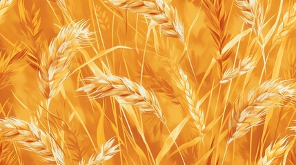 Sticker - A seamless pattern of golden wheat stalks.