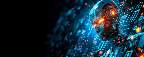Poster - Concept Symbolizing AI Technology, Smart Robot Science, Futuristic Innovation, Global Connectivity for Development, Data Access Online