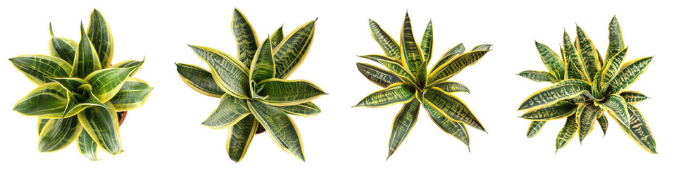 Wall Mural - snake plant sansevieria top view isolated on white or transparent background png cutout clipping path
