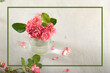 Mothers day holiday concept background with pink roses in bouquet by copy space.