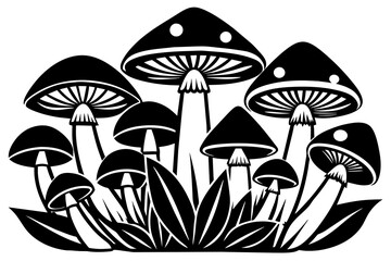 healthy mashrooms Silhouette vector illustration white background