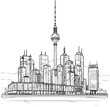 Art Deco-Inspired Continuous Line of City Resembling Berlin, Elegant Design