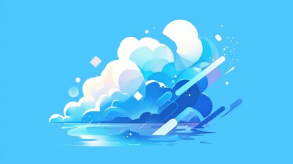 Poster - 2d illustration featuring a cloud icon with a stylish abstract design