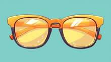 Flat Cartoon Icon Of Yellow Glasses Accessory