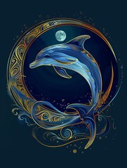 Wall Mural - Leaping dolphin logo