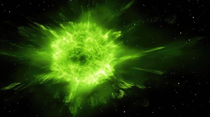Wall Mural - explosive green supernova burst in deep space