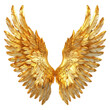 Exquisite golden angel wings with intricate feather details in an isolated design