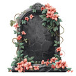 Marble Tombstone Adorned with Vines and Blossoms