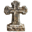 Marble cross on a standalone base isolated on a white background
