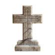 Marble cross on a standalone base isolated on a white background