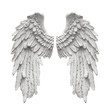 Detailed sculpture of angel wings isolated on white background