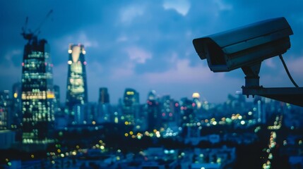 large security camera watching over city both day and night