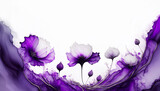 Fototapeta  - Abstrakcyjne kwiaty, fiolet na białym tle. Tapeta kwiaty, puste miejsce na tekst. Tło kwiatowe, abstrakcyjny wzór