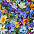 seamless pattern of blue flowers