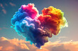 A colorful heart-shaped cloud in a vibrant sky, ideal for themes of love, romance, and Valentine's Day.