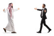 © Ljupco Smokovski - Saudi arab man in islamic clothes meeting a and greeting a businessman