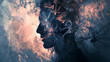 Ethereal Womans Silhouette Formed by Colorful Smoke Art