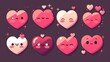 Illustration of adorable and humorous cartoon hearts in a sleek flat icon design created as a 2d graphic