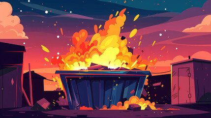 Colorful illustration of a dumpster fire