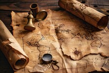 Drawing Of Antique Treasure Map .