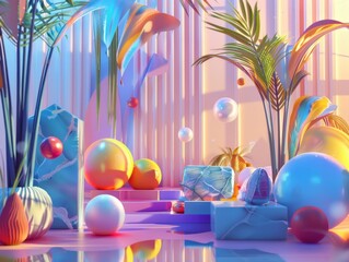 Poster - Colorful and Abstract Geometric Composition Drawing AttentionVibrant Shapes and Hues