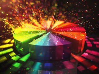 Poster - Vibrant Energy Bursts Radiating Outward - Abstract Colorful Digital Artwork