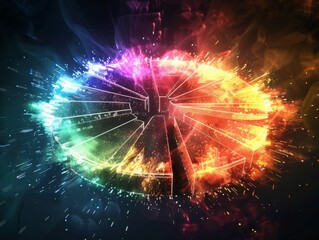 Poster - Vibrant Energy Bursts Radiating Outward - Abstract Dynamic Artistic Explosion Concept