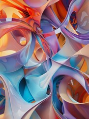 Poster - Harmonic Fusion of Shapes and Colors Creating Abstract Visual Symphony