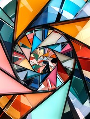 Poster - Colorful Geometric Shapes Intersecting inMesmerizing Kaleidoscope Pattern