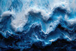 Abstract blue and white water swirls, dark background, clouds. Created with Ai
