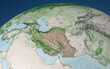 Satellite view of Iran map and borders, physical map Middle East, Arabian peninsula, map with reliefs and mountains. 3d rendering. Element of this image are furnished by NASA